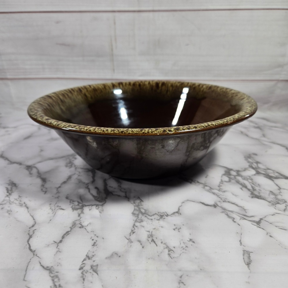 Vintage‎ Brown Drip Glaze Stoneware Bowl Serving Mixing Kitchen Decor